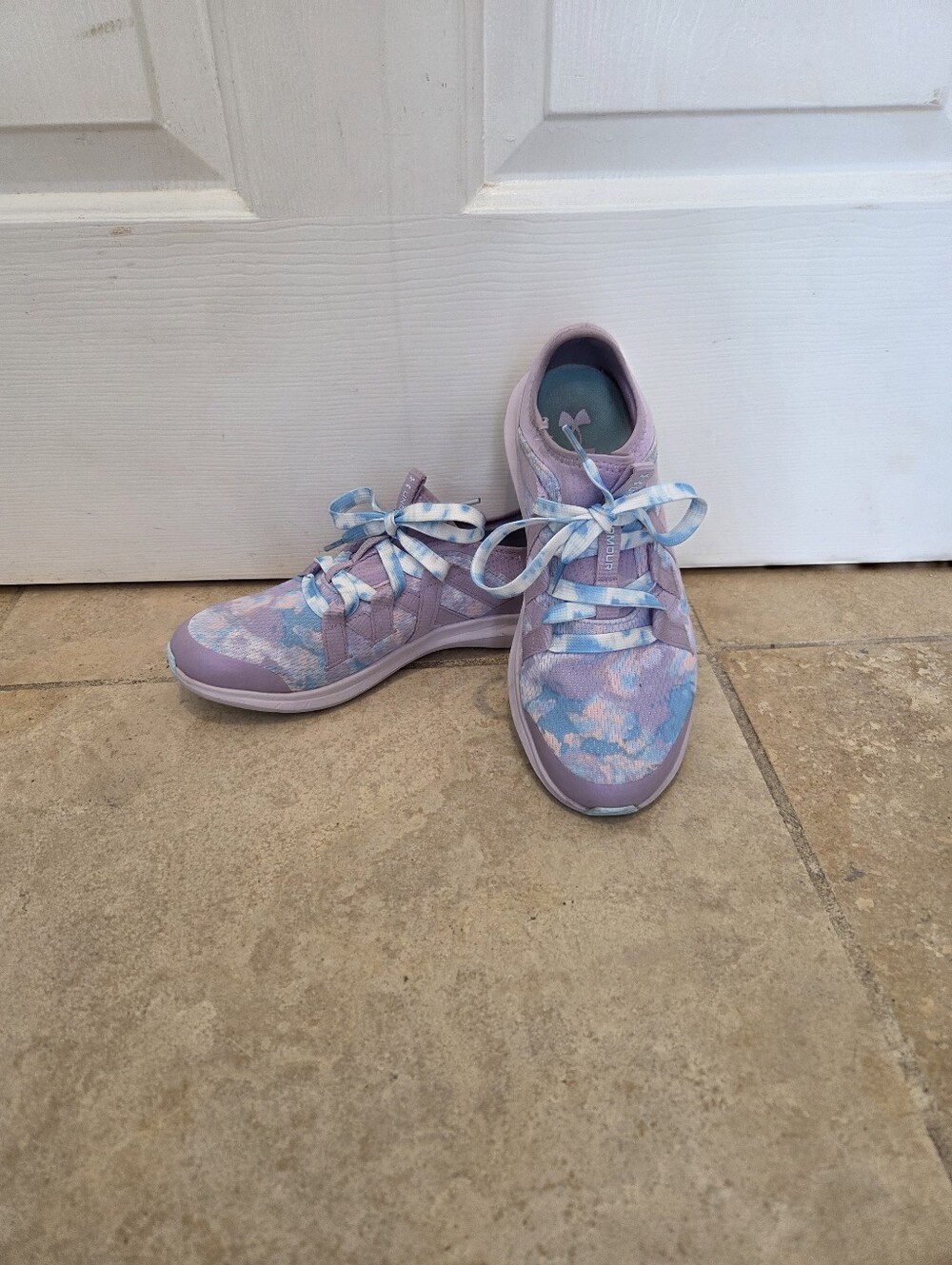 Under Armour Kids Pastel Lilac and Sky Blue Athletic Shoes